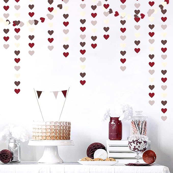 Boho Wedding Bridal Shower Party Decorations Heart Garland 52Ft Fall