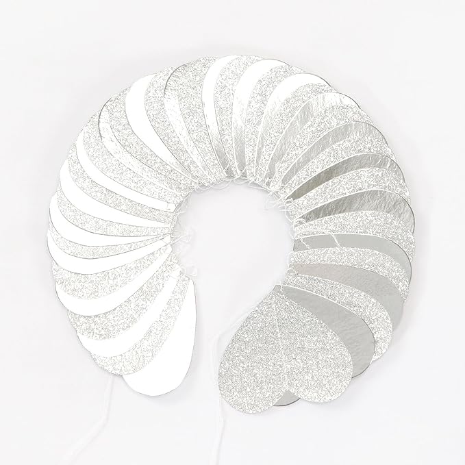 White -Silver Disco Party-Decoration Heart Garland - 52ft Birthday