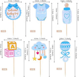 36 Pack Gender Reveal Cupcake Toppers Glitter Bottle Little Star