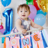 Blue Dog Highchair Banner for First Birthday Party Decorations