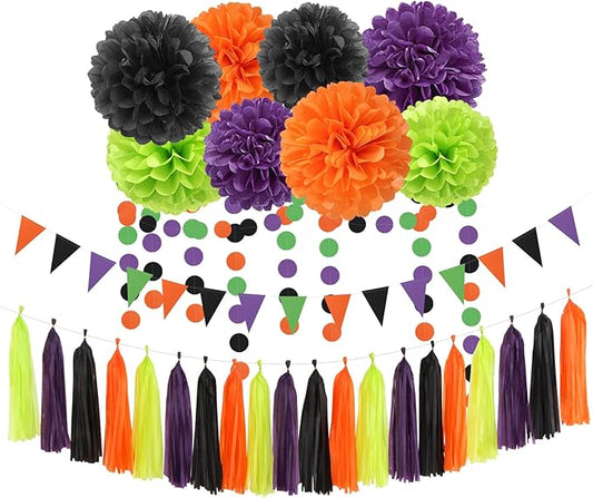 Black Purple Orange Green Halloween Party Decorations 30pcs Tissue