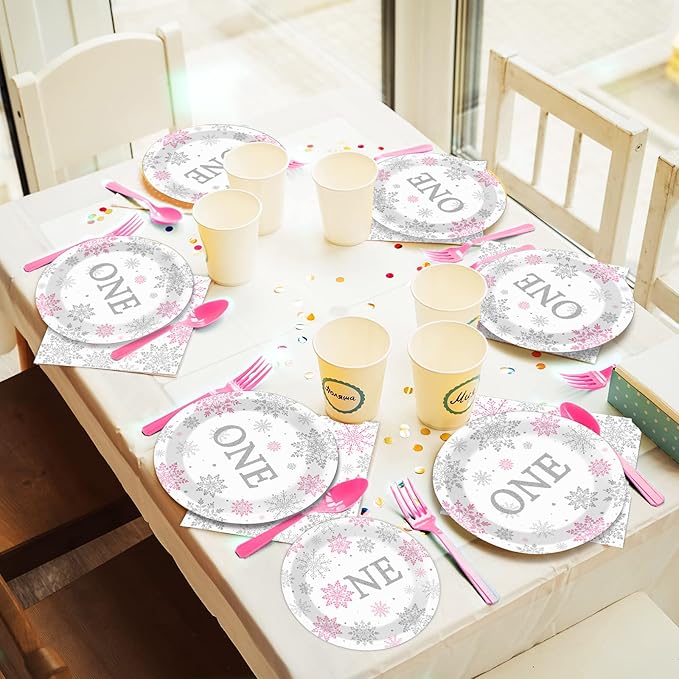 Winter Onederland 1st Birthday Themed Tableware Snowflake One Plates