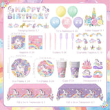 Unicorn Birthday Decorations Plates Napkins Cups Cutlery Hanging