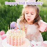 MTLEE Birthday Candle Macaron Glitter 3D Number Candle with 12 Pcs