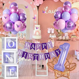 Baby Girl Purple First Birthday Decorations Pink Purple Balloons 40