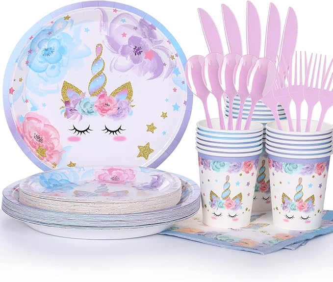 Unicorn Birthday Party Decorations Rainbow Unicorn Plates and Napkin