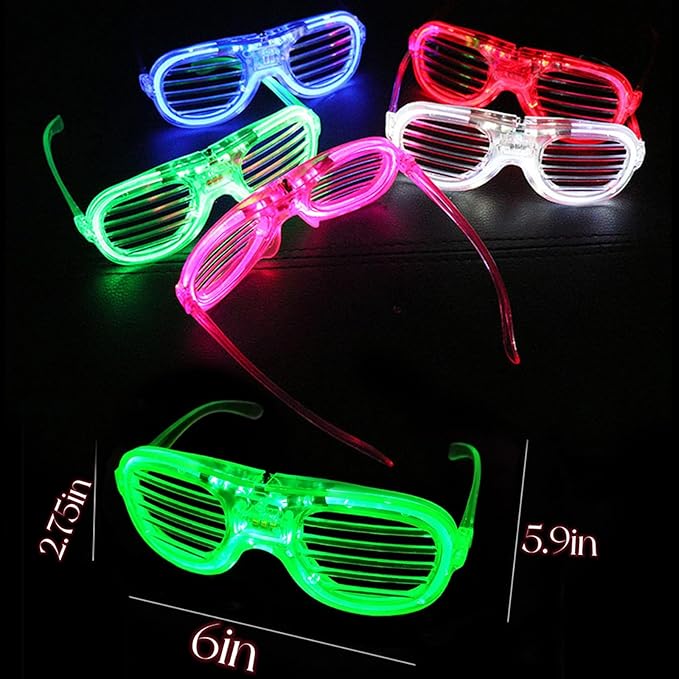 70 Packs LED Glasses 5 Neon Colors glow in the dark party supplies