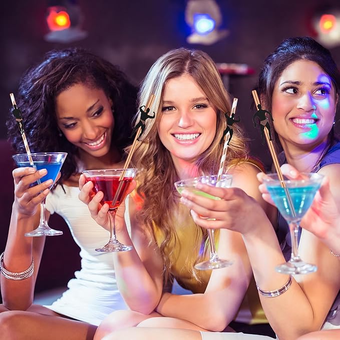 36 Pcs Bachelorette Straws, Funny Male Dancer Drinking Straws for