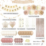 Beige Boho Birthday Decorations for Girls Women Happy Birthday