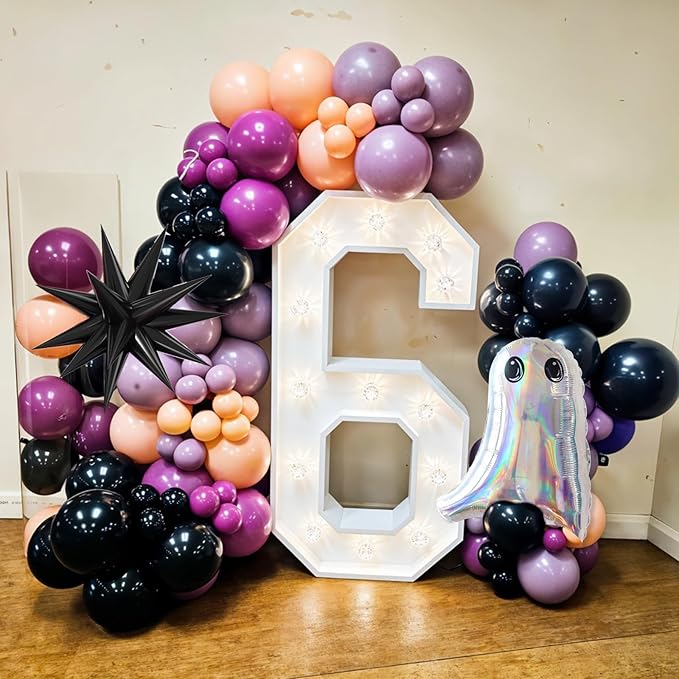 120 Pcs Halloween Balloon Arch Paready Ghost Star Foil Balloon Black