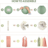 Amandir Girl Baby Shower Decorations Pink Sage Green Balloons Welcome