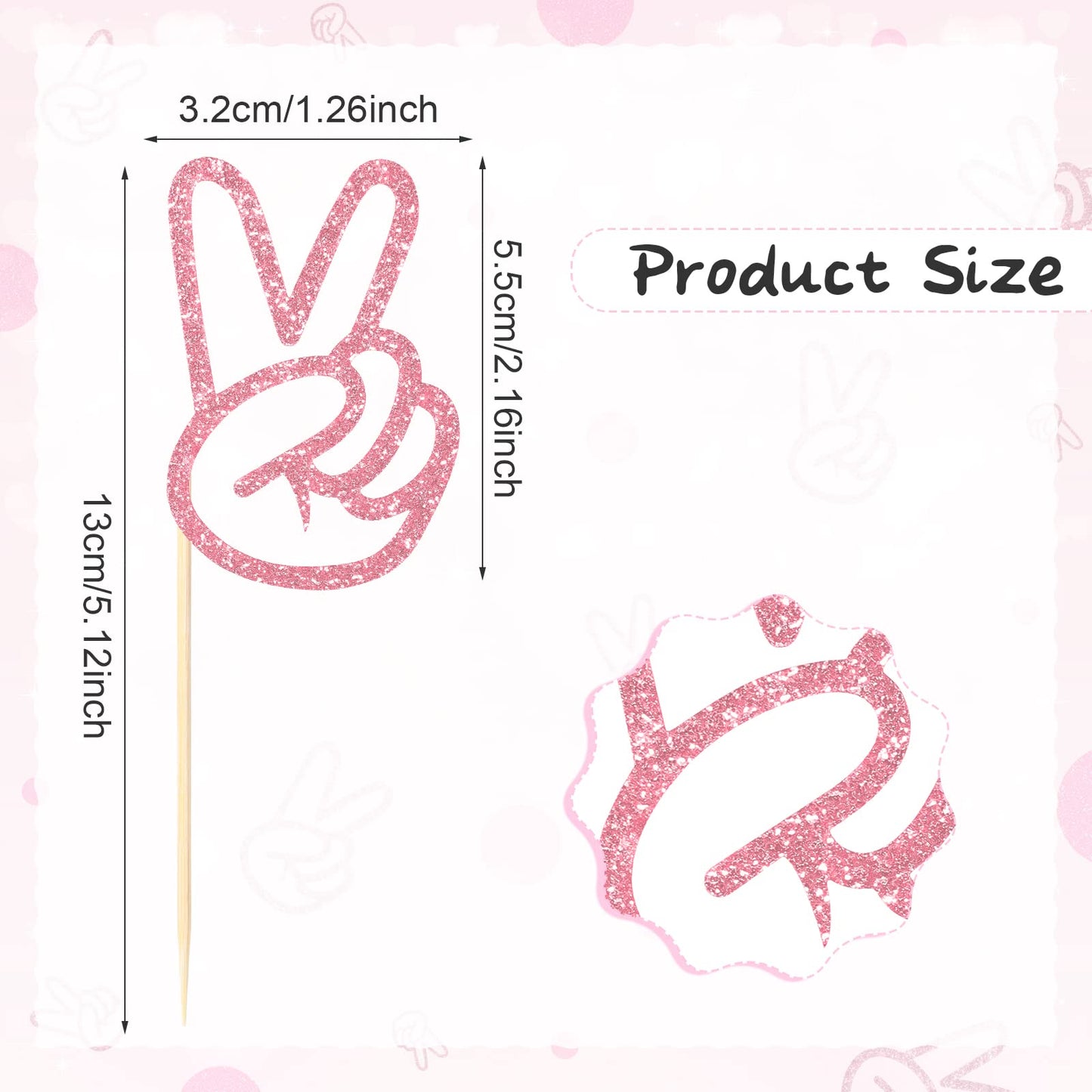 Spakon 24 Pcs Peace Sign Cupcake Toppers Glitter Peacekeeper Cupc Rose