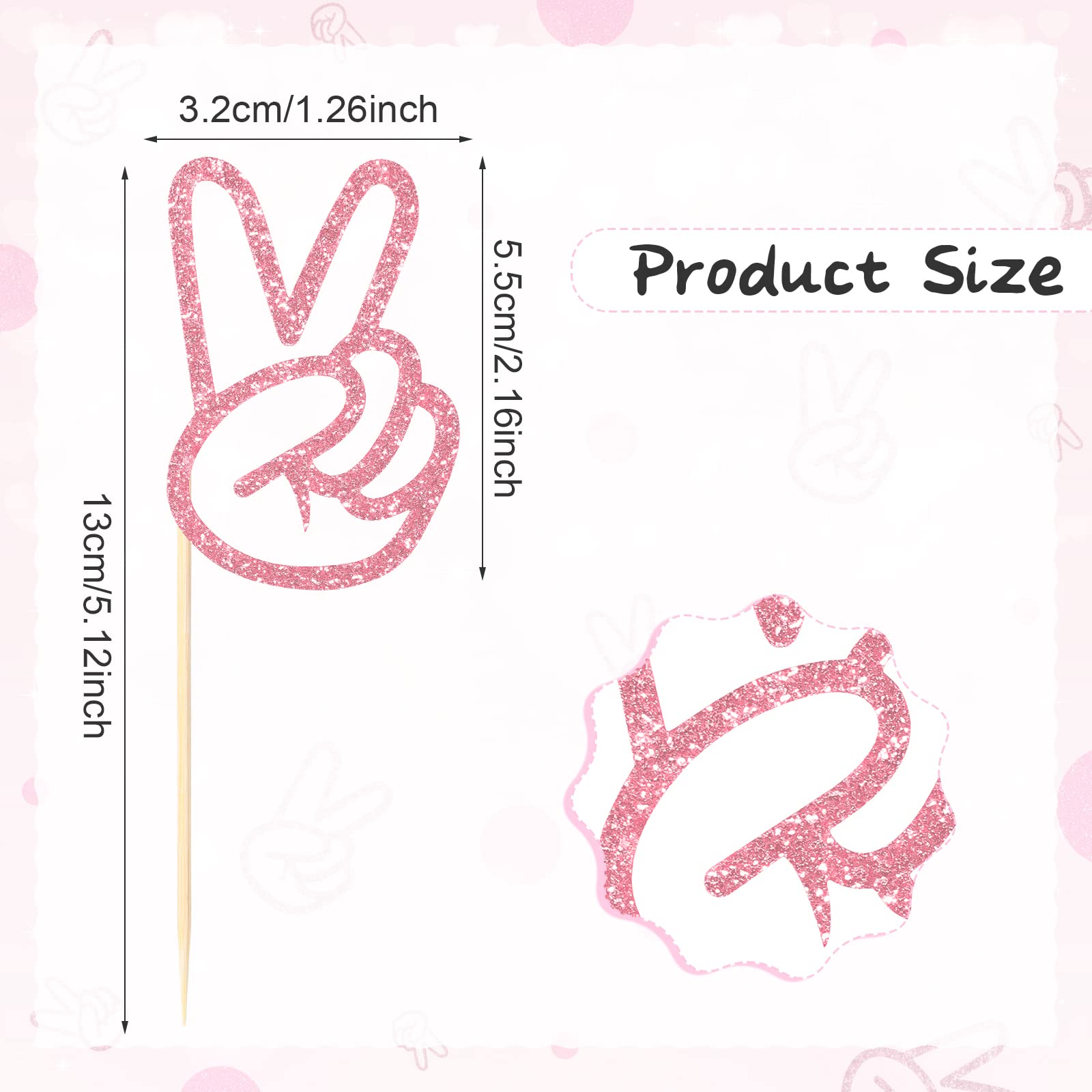 Spakon 24 Pcs Peace Sign Cupcake Toppers Glitter Peacekeeper Cupc Rose