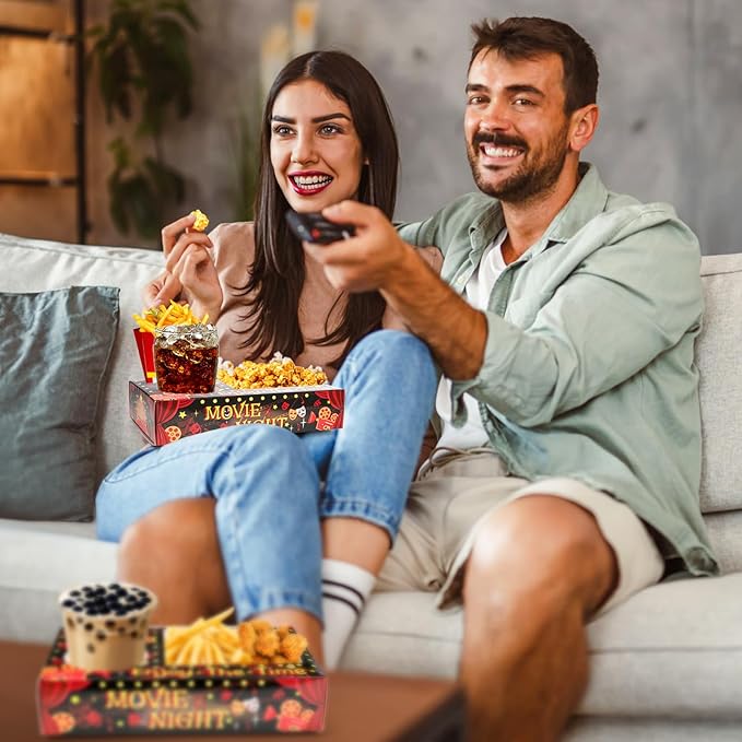 50 Pcs Movie Night Snack Tray Disposable Movie Snack Holder Box