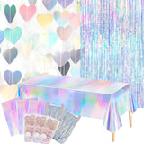 8 PCS Iridescent Disco-Holographic Party Decorations - Love-Heart