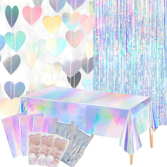 8 PCS Iridescent Disco-Holographic Party Decorations - Love-Heart