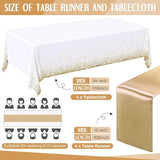 Breling 8 Pack White and Gold Disposable Plastic Tablecloths and