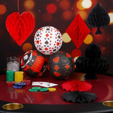 18 Pcs Casino Party Decoration 3D Poker Hanging Paper Lantern Red