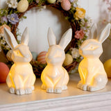 3 Pack Easter Bunny Decorations Ceramic White Rabbit Statues