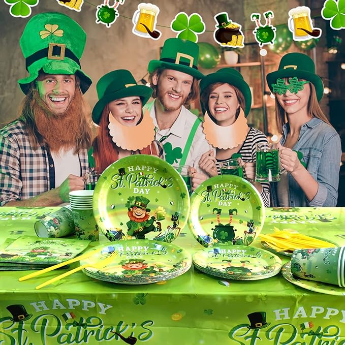 St Patricks Day Plates and Napkins 142Pcs St Patrick's Day Party