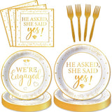 100Pcs Happy Engagement Party Decorations Engaged Tableware Set She