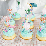 48 Pcs Mermaid Cupcake Kit Include 24 Mermaid Cake Topper 24 Ocean