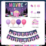 Movie Night Party Decorations Pink & Purple Fantasy Banner Backdrop