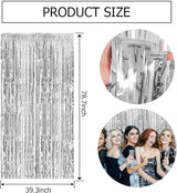 5 Pack Silver Backdrop Curtain Party Decorations Foil Fringe Backdrop