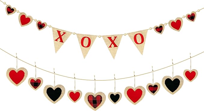 Valentine's Day Party Decorations Felt XOXO Sign Triangle Pennant