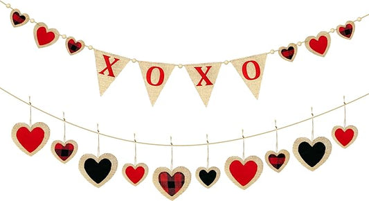Valentine's Day Party Decorations Felt XOXO Sign Triangle Pennant