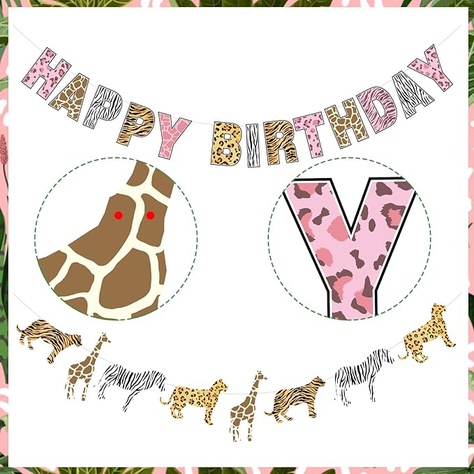 Safari Birthday Decorations Jungle Theme Party Supplies for Girl -