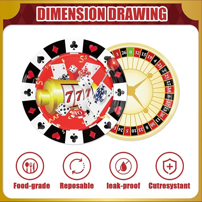 186Pcs Casino Theme Party Decorations Tableware Set Las Vegas Poker