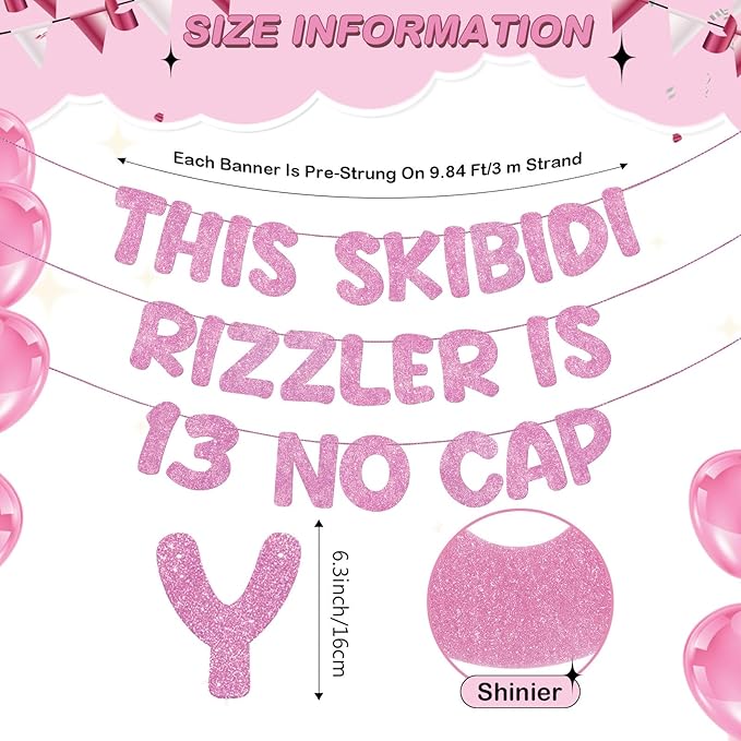 Fulmoon Pre Strung This Skibidi Rizzler Is 13 No Cap Glitter Banner #5