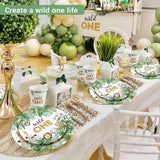 175 Pcs Wild One Birthday Decorations Plates Set 25 Guests Safari