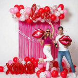 Valentines Day balloon garland arch kit with Banner red Hot pink