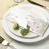 100 Spring Flower Napkins - Watercolor Wild Flower Disposable Hand