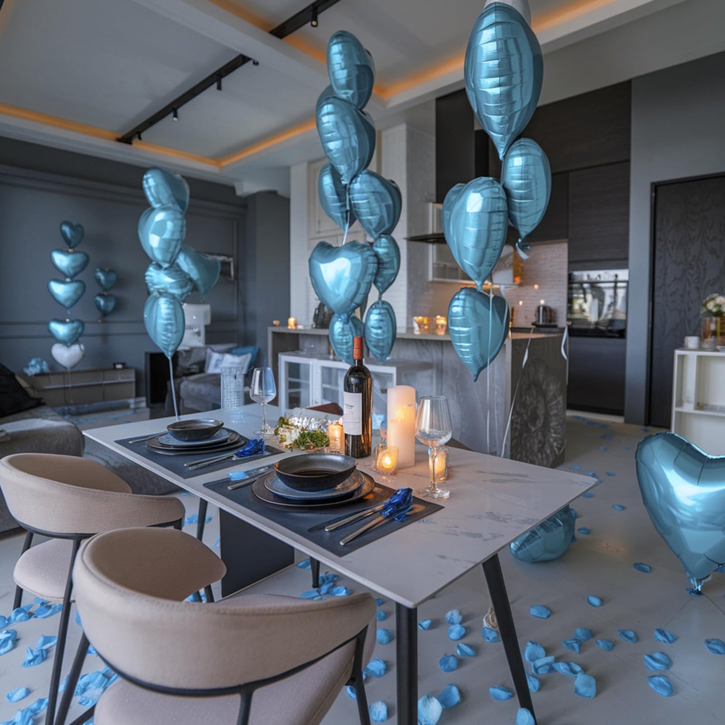Blue Heart Balloons, 19PCS Light Blue Heart Shape Balloons, 18Inch