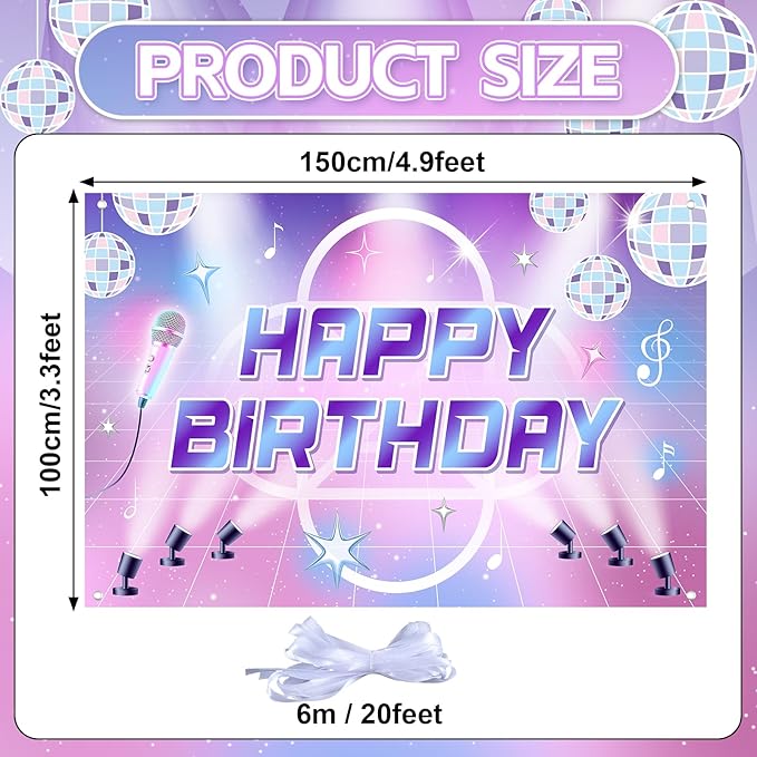 K-POP Theme Birthday Party Backdrop Decorations Magical Music Movie
