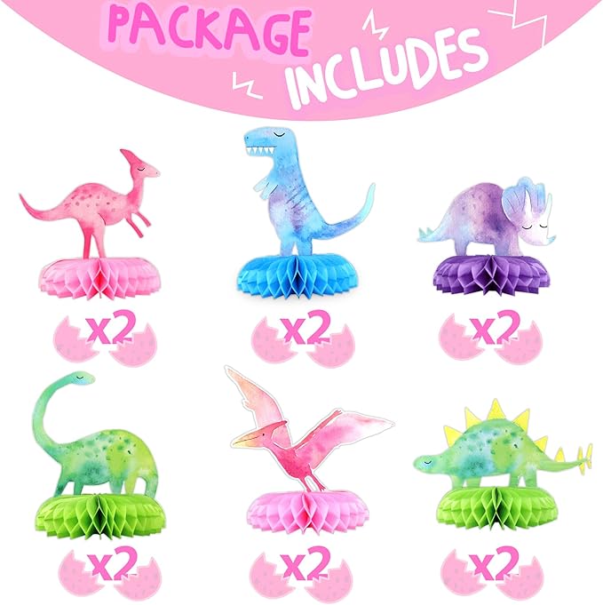 Dinosaur Baby Shower Centerpieces 12 PCS Dino Party Honeycomb