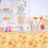 4 Pcs Stay Groovy Tablecloth Retro Hippie Boho Party Table Covers