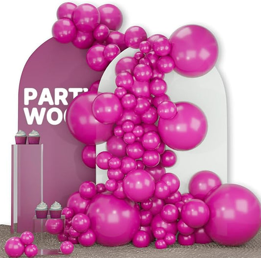 PartyWoo Hot Pink Balloons 140pcs Different Sizes of 18 12 10 5 Inch