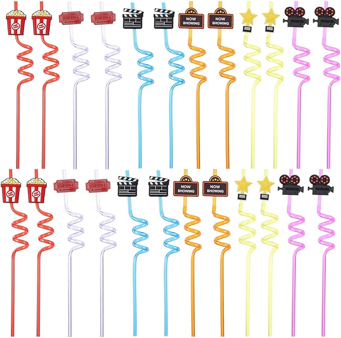 24Pack Movie Night Party Supplies Movie Night Drinking Straws