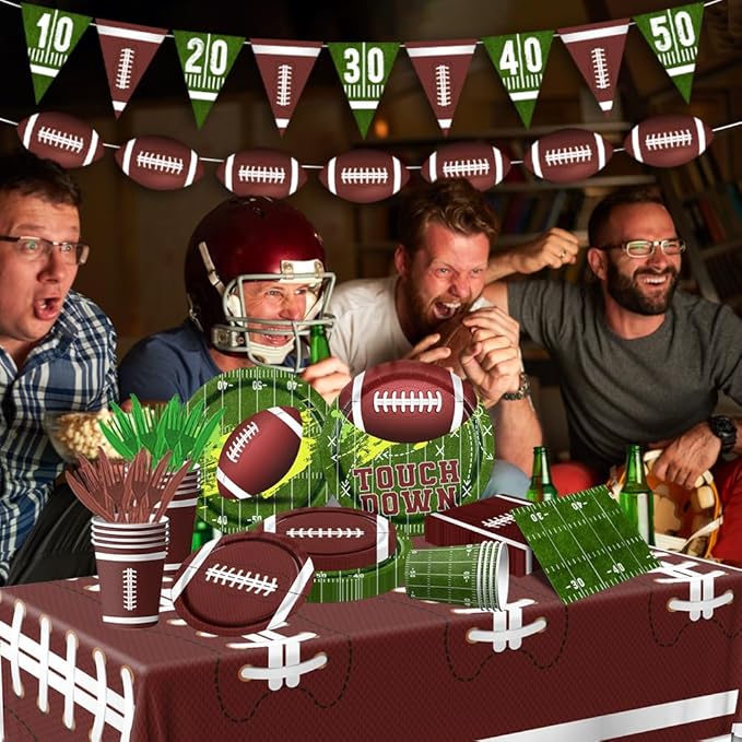 178Pcs Football Party Supplies Tableware Kit Serve 25 Football Party