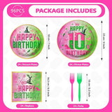 96pcs Witch Birthday Decorations Pink and Green Witch Theme Paper