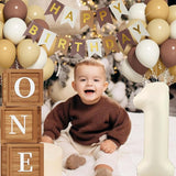 First Birthday Decorations 40 Inch Neutral Number 1 Balloons Brown