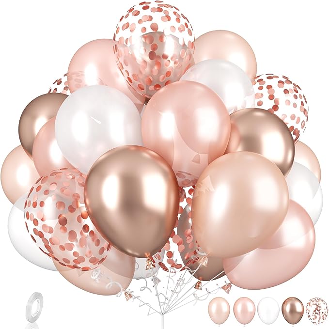 Dagelar Rose Gold Balloons Set, Pearl Champagne Gold Rose Gold and