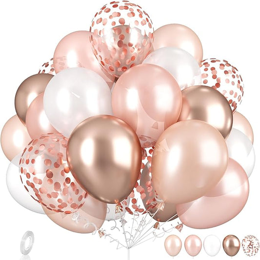 Dagelar Rose Gold Balloons Set, Pearl Champagne Gold Rose Gold and