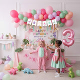 Dinosaur Balloon Garland Arch Kit Pastel Pink green and purple with