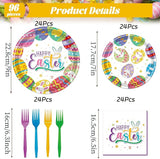 Easter Plates and Napkins Sets 96PCS Happy Easter Bunny Disposable