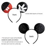 CHuangQi 2pcs Mouse Ears Headbands with Shiny Bow Double-sided Sequins